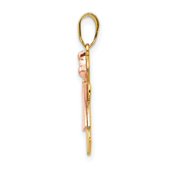 14K Two-tone Gold Small Girl on Right Engravable Charm