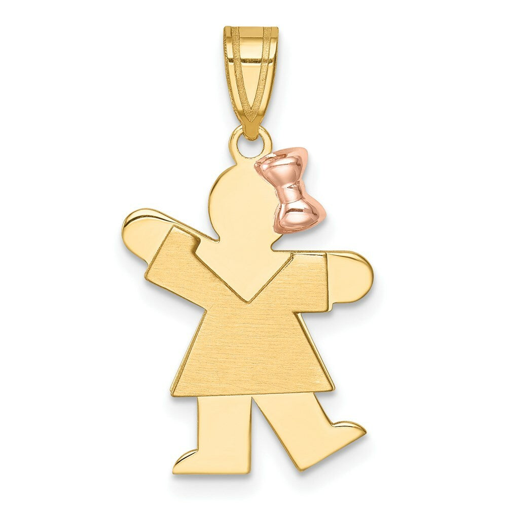 14K Two-tone Gold Small Girl on Right Engravable Charm