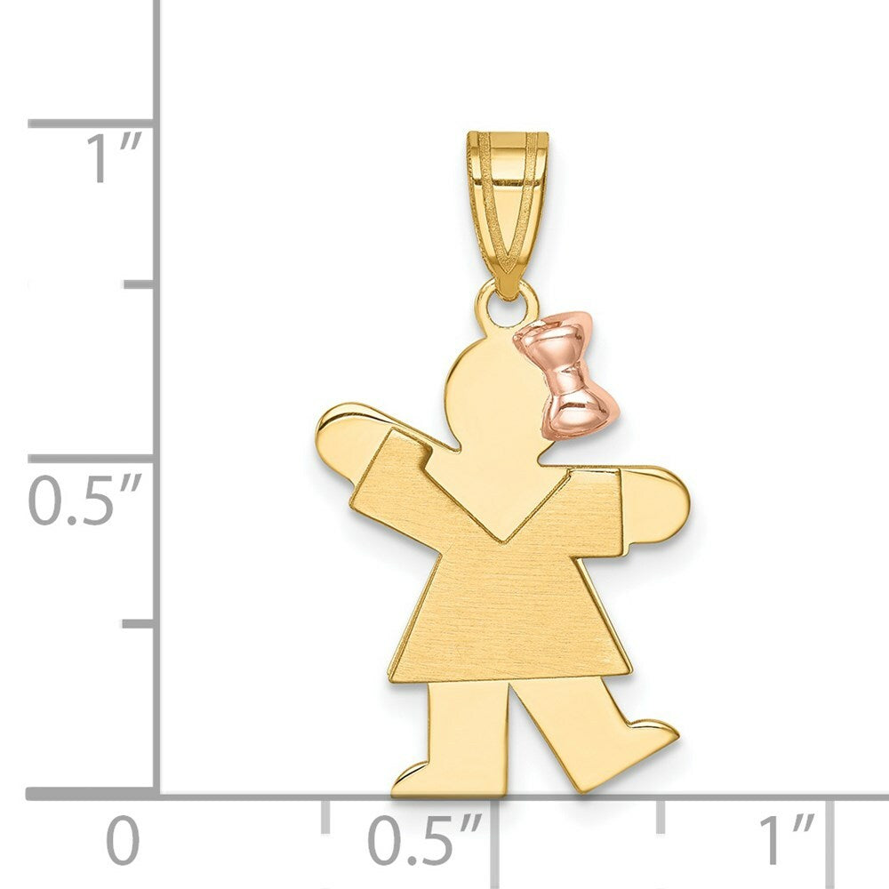 14K Two-tone Gold Small Girl on Right Engravable Charm