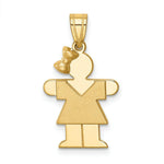 Load image into Gallery viewer, 14K Yellow Gold Solid Engravable Girl w/ Bow on Left Charm 30mm length
