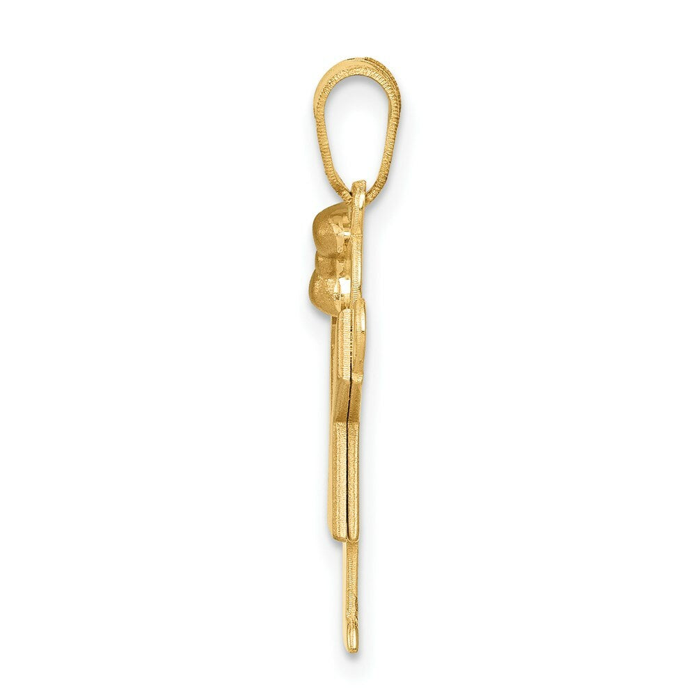 14K Two-tone Gold Small Girl w/ Bow on Left Engravable Charm