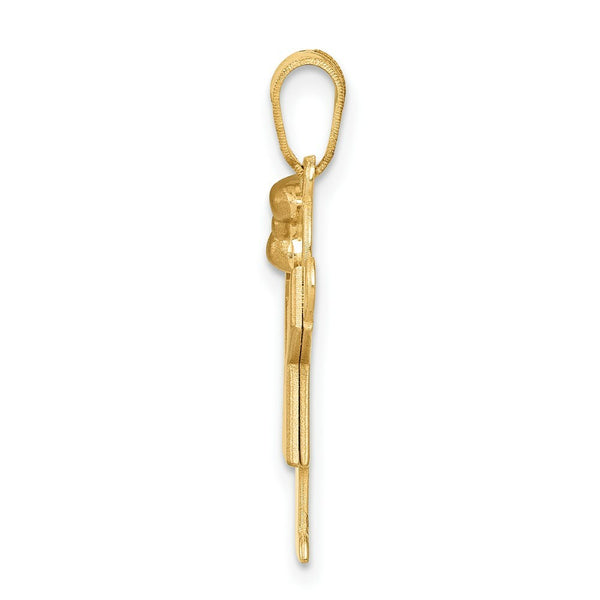 14K Two-tone Gold Small Girl w/ Bow on Left Engravable Charm