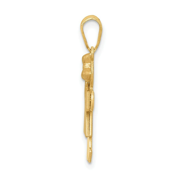 14K Two-tone Gold Small Girl w/ Bow on Right Engravable Charm