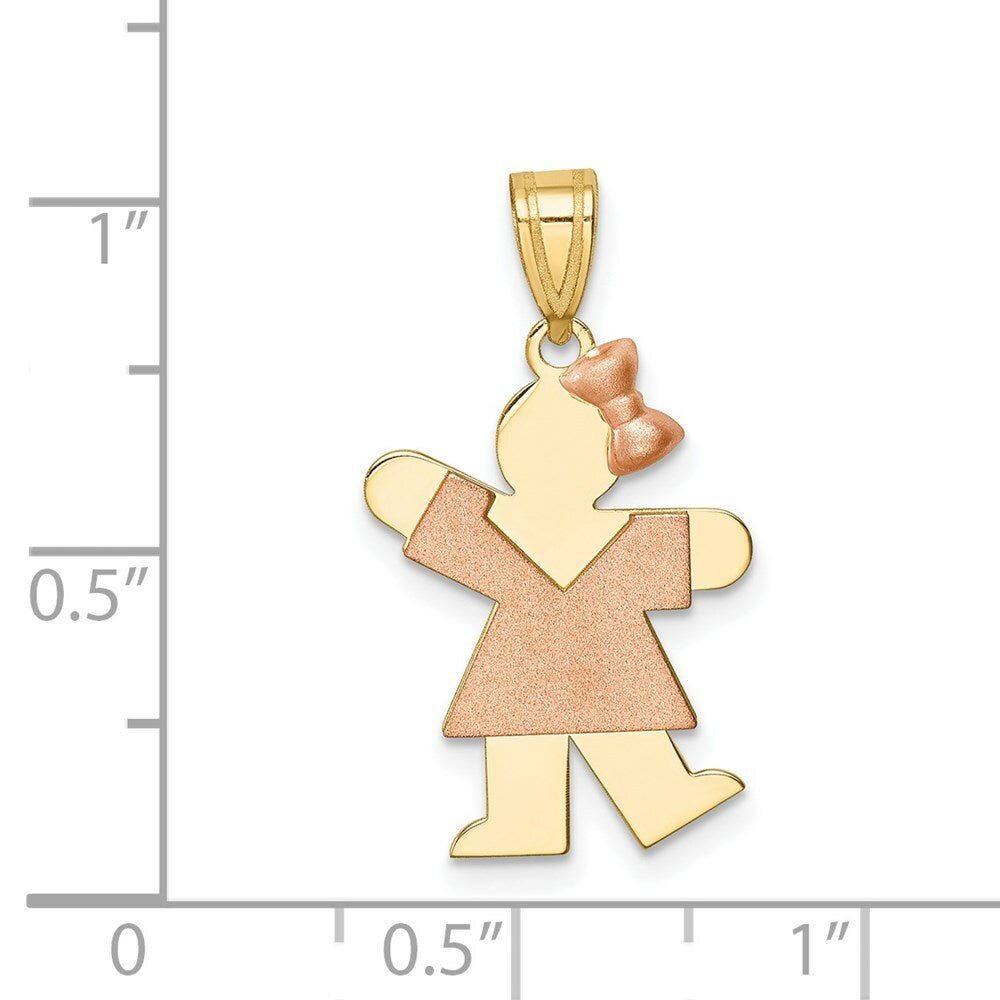 14K Two-tone Gold Small Girl w/ Bow on Right Engravable Charm