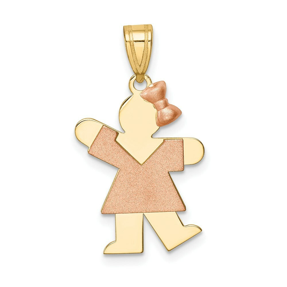 14K Two-tone Gold Small Girl w/ Bow on Right Engravable Charm
