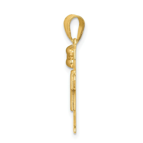 14K Two-tone Gold Small Girl w/ Bow on Left Engravable Charm