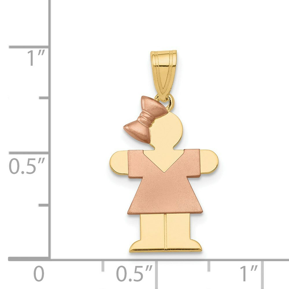 14K Two-tone Gold Small Girl w/ Bow on Left Engravable Charm