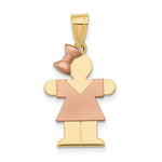 Load image into Gallery viewer, 14K Two-tone Gold Small Girl w/ Bow on Left Engravable Charm
