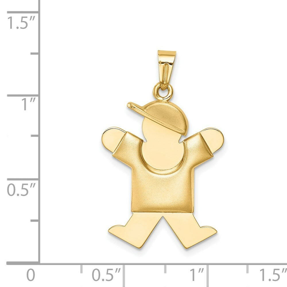 14K Yellow Gold Puffed Boy w/Hat on Right Engravable Charm
