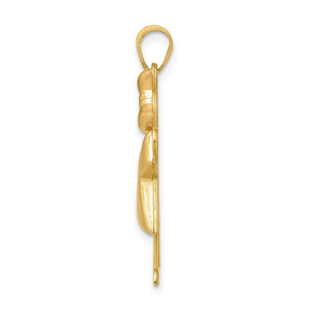 14K Yellow Gold Puffed Girl w/Bow on Right Engravable Charm