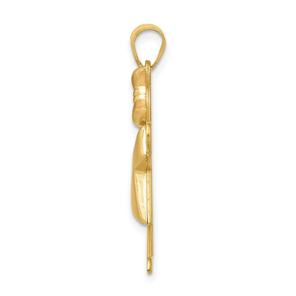 14K Yellow Gold Puffed Girl w/Bow on Right Engravable Charm
