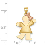 Load image into Gallery viewer, 14K Yellow Gold Puffed Girl w/Bow on Right Engravable Charm
