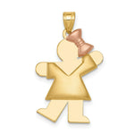 Load image into Gallery viewer, 14K Yellow Gold Puffed Girl w/Bow on Right Engravable Charm
