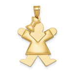 Load image into Gallery viewer, 14K Yellow Gold Puffed Girl w/Bow on Left Engravable Charm
