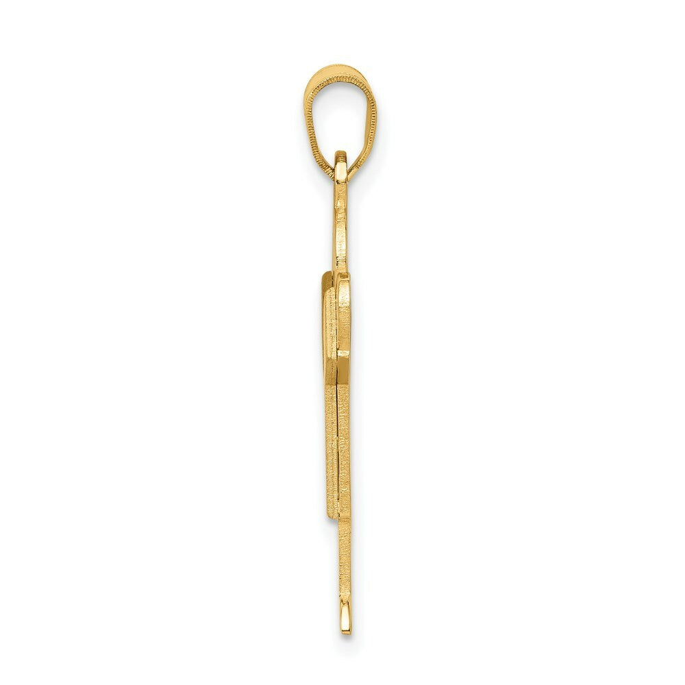 14K Yellow Gold Solid Satin Engravable Boy Charm