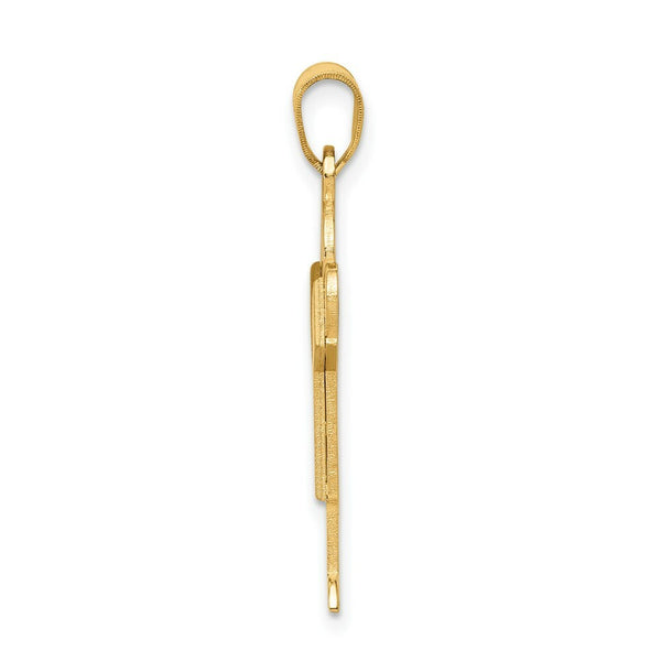 14K Yellow Gold Solid Satin Engravable Boy Charm