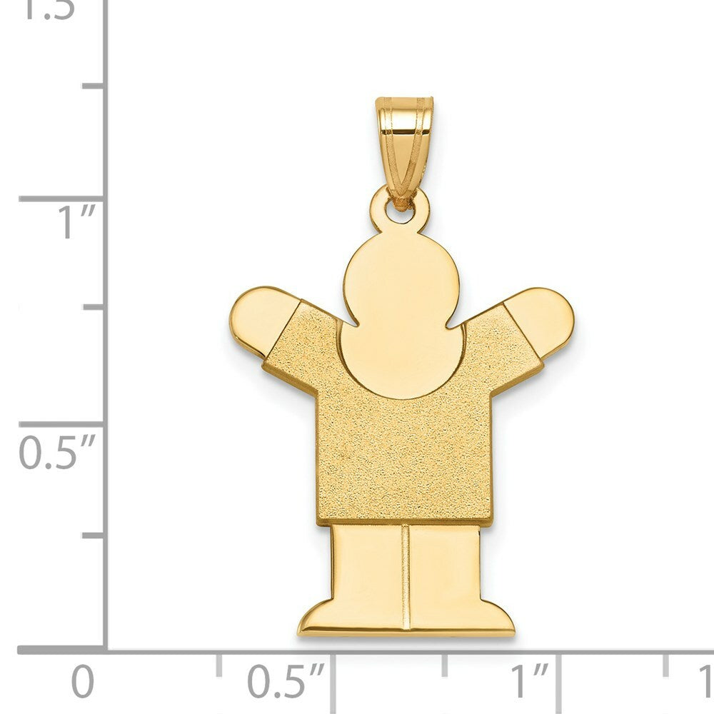 14K Yellow Gold Solid Satin Engravable Boy Charm