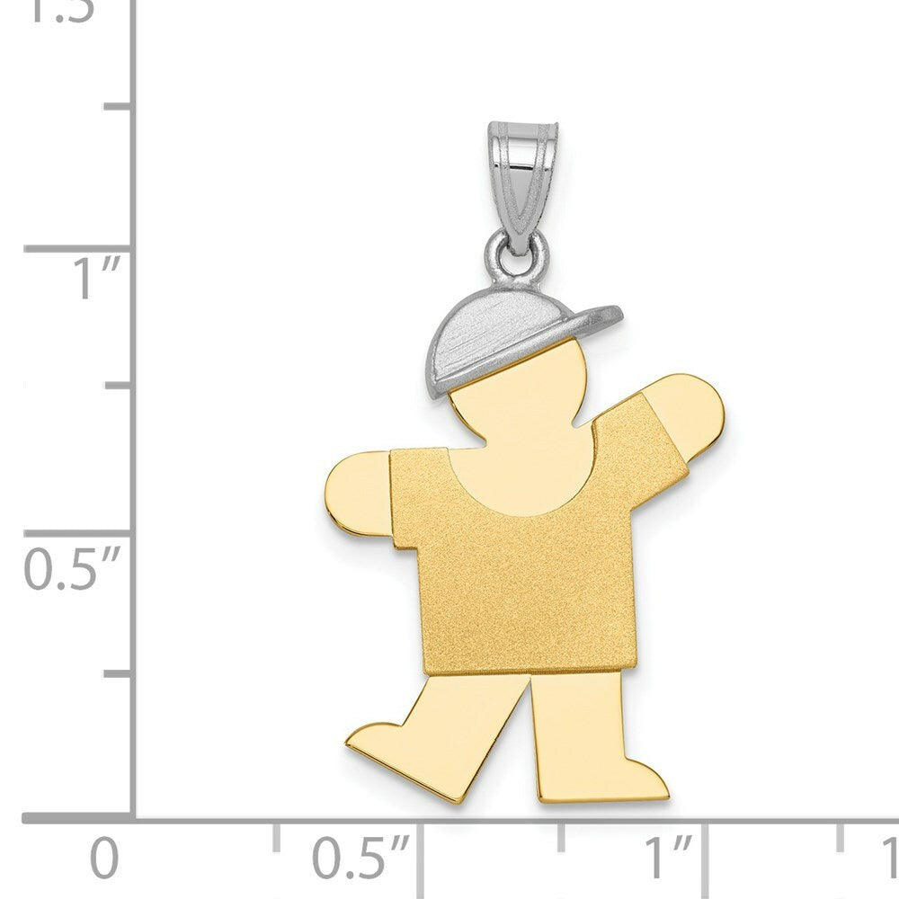 14K Two-tone Gold Large Boy w/Hat on Left Engravable Charm