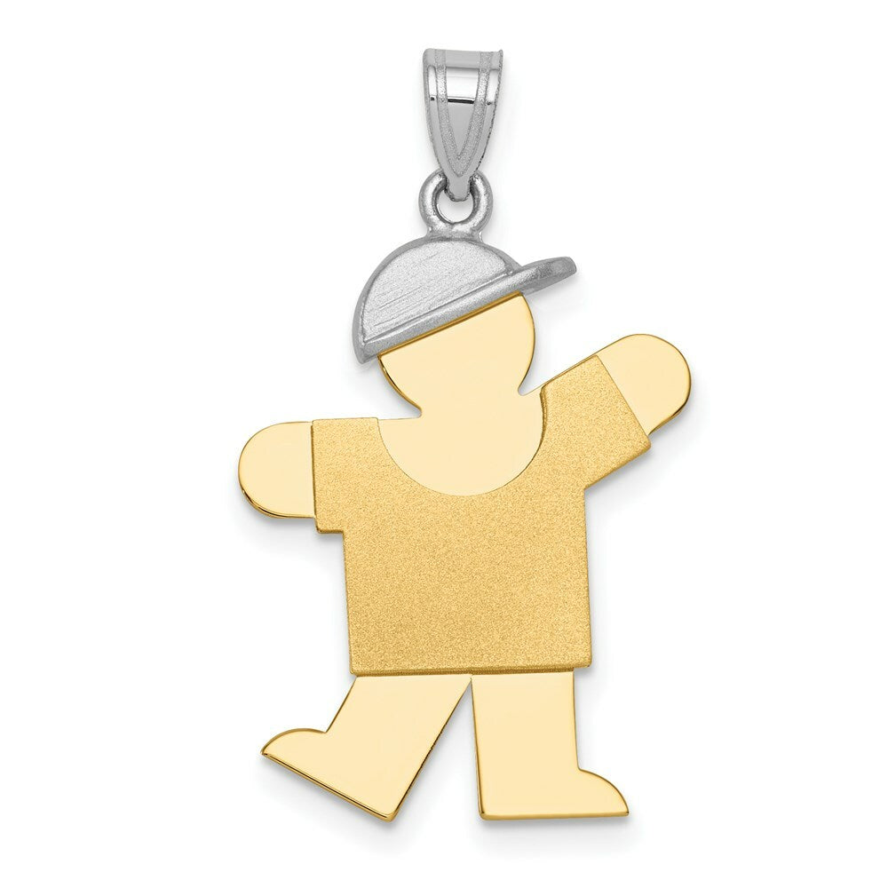 14K Two-tone Gold Large Boy w/Hat on Left Engravable Charm