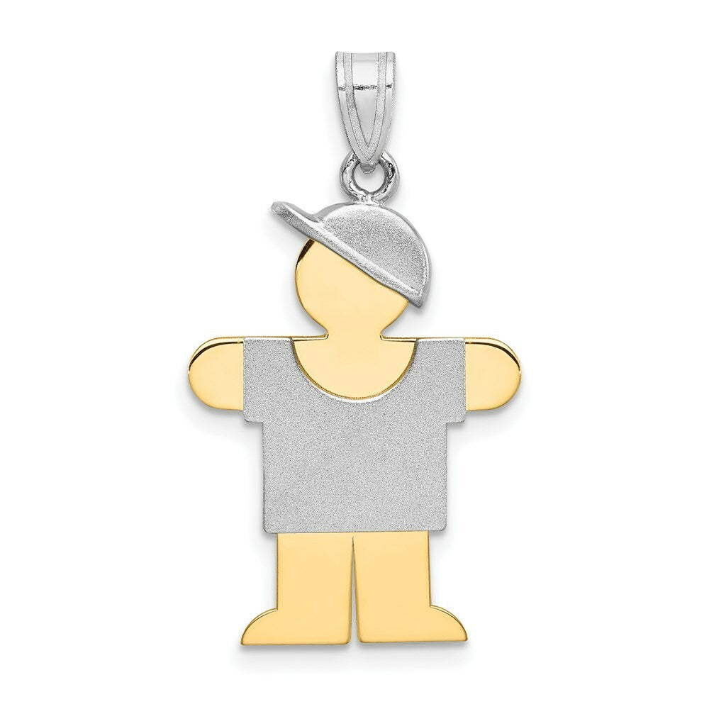 14K Two-tone Gold Large Boy w/Hat on Right Engravable Charm