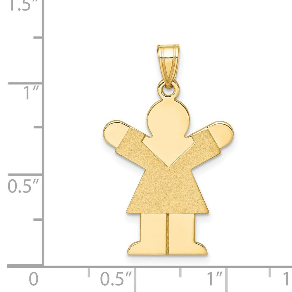 14K Yellow Gold Girl Engravable Charm 20mm width