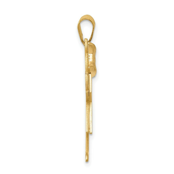 14K Two-tone Gold Large Girl w/Bow on Left Engravable Charm
