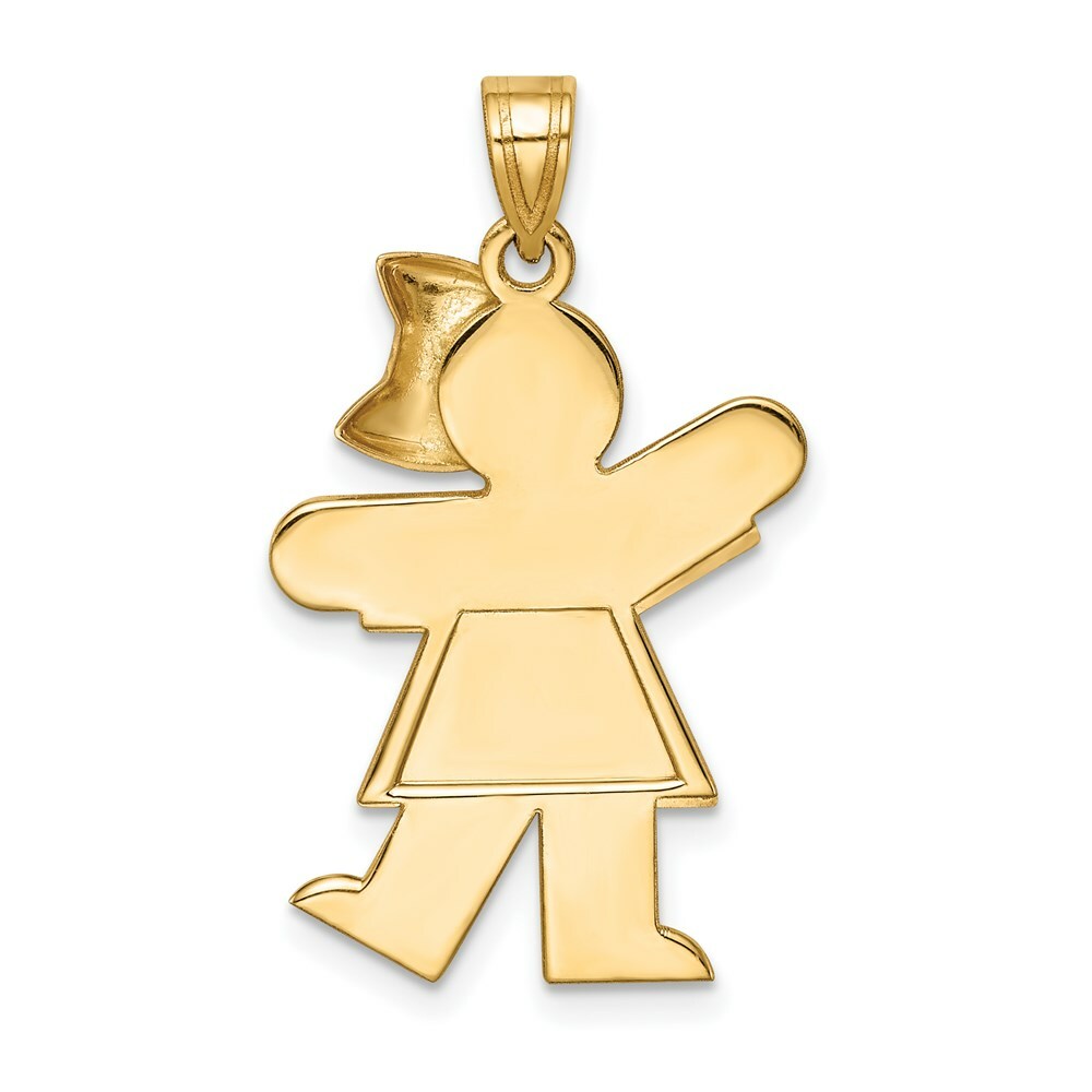 14K Two-tone Gold Large Girl w/Bow on Right Engravable Charm