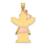 Load image into Gallery viewer, 14K Two-tone Gold Large Girl w/Bow on Left Engravable Charm
