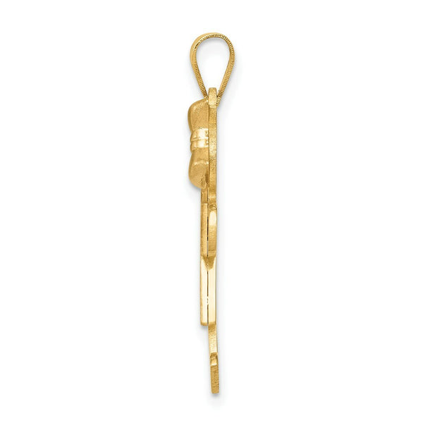14K Two-tone Gold Large Girl w/Bow on Right Engravable Charm