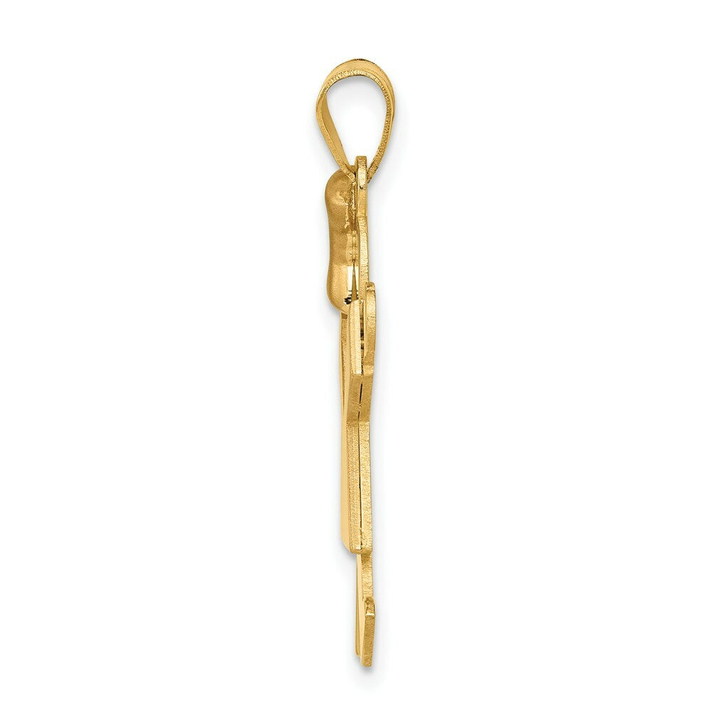 14K Two-tone Gold Large Girl w/Bow on Left Engravable Charm