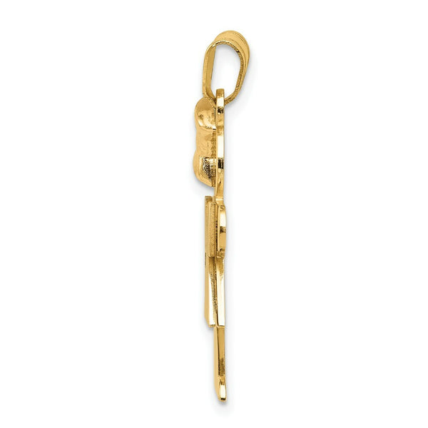 14K Two-tone Gold Large Girl w/Bow on Left Engravable Charm