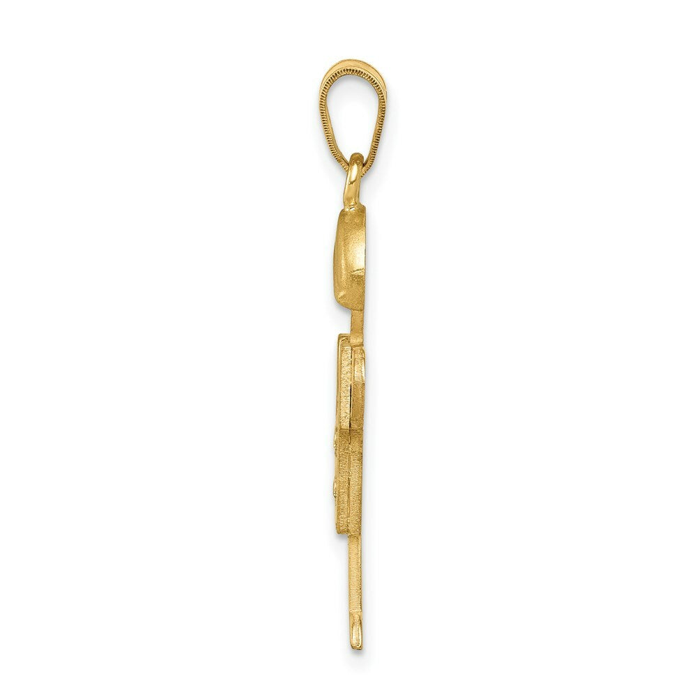 14K Yellow Gold 0.03-Carat tw Diamond Boy with Hat Kid Pendant