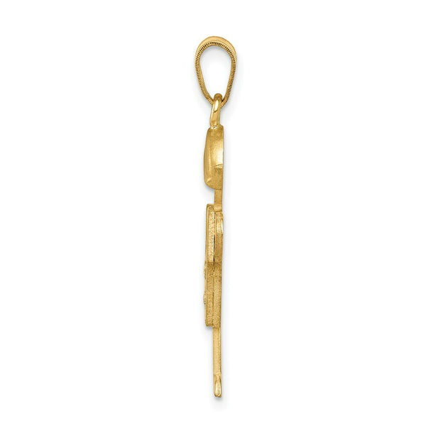 14K Yellow Gold 0.03-Carat tw Diamond Boy with Hat Kid Pendant
