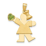 Load image into Gallery viewer, 14K Yellow Gold Girl with CZ August Birthstone Engravable Charm Pendant
