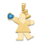 Load image into Gallery viewer, 14K Yellow Gold Girl with CZ December Birthstone Engravable Charm Pendant
