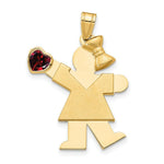 Load image into Gallery viewer, 14K Yellow Gold Girl with CZ January Birthstone Engravable Charm Pendant
