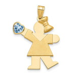 Load image into Gallery viewer, 14K Yellow Gold Girl with CZ March Birthstone Engravable Charm Pendant
