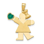 Load image into Gallery viewer, 14K Yellow Gold Girl with CZ May Birthstone Engravable Charm Pendant
