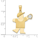 Load image into Gallery viewer, 14K Yellow Gold Boy with CZ April Birthstone Engravable Charm Pendant
