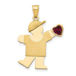 Load image into Gallery viewer, 14K Yellow Gold Boy with CZ January Birthstone Engravable Charm Pendant

