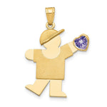 Load image into Gallery viewer, 14K Yellow Gold Boy with CZ June Birthstone Engravable Charm Pendant
