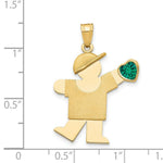Load image into Gallery viewer, 14K Yellow Gold Boy with CZ May Birthstone Engravable Charm Pendant
