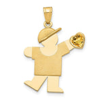 Load image into Gallery viewer, 14K Yellow Gold Boy with CZ November Birthstone Engravable Charm Pendant
