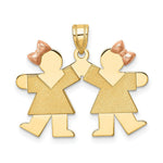 Load image into Gallery viewer, 14K Two-tone Gold Small Double Girls Engravable Charm Pendant
