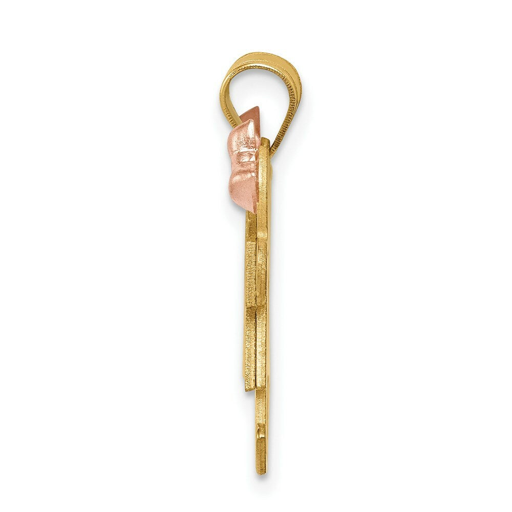 14K Two-tone Gold Small Double Girls Engravable Charm Pendant