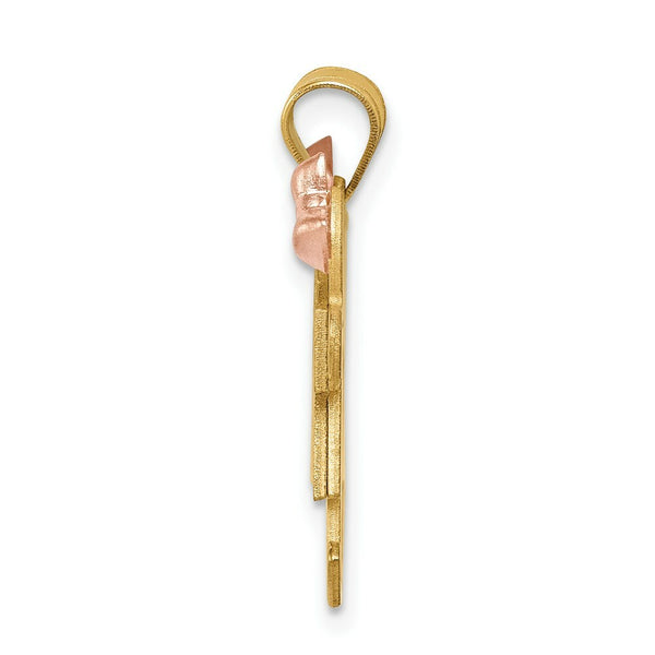 14K Two-tone Gold Small Double Girls Engravable Charm Pendant