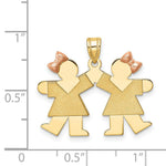 Load image into Gallery viewer, 14K Two-tone Gold Small Double Girls Engravable Charm Pendant
