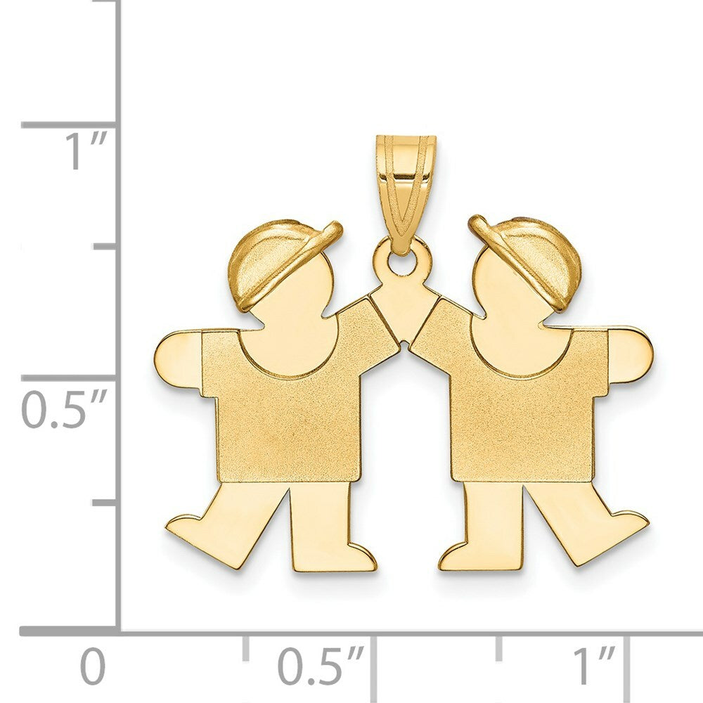 14K Yellow Gold Solid Double Boys Engravable Charm Pendant