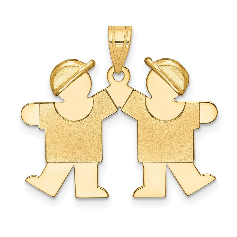 14K Yellow Gold Solid Double Boys Engravable Charm Pendant
