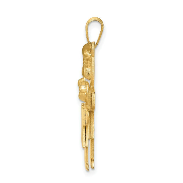 14K Yellow Gold Big Girl & Little Girl Engravable Charm Pendant
